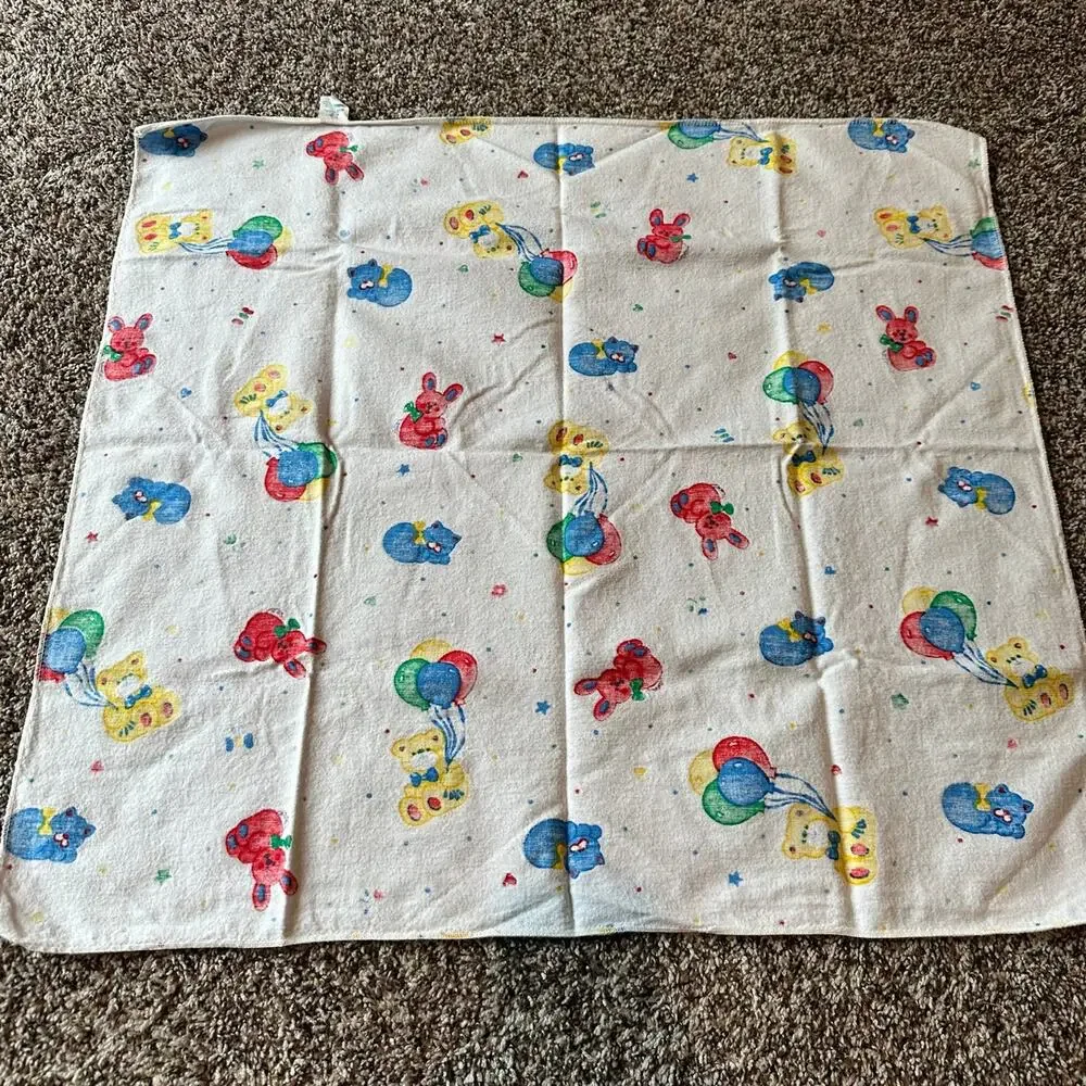 Vintage Riegel Baby Blanket Red Blue Yellow Green primary color 100% Cotton